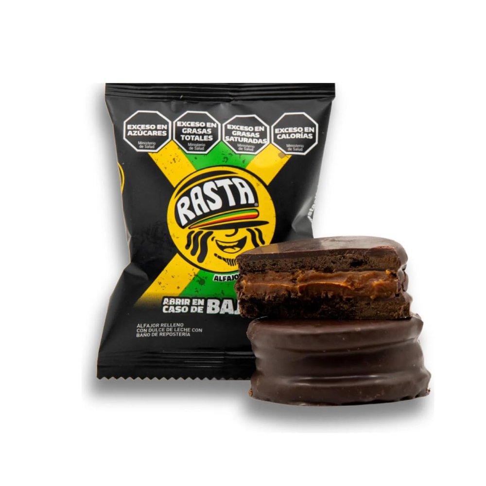 THEARG | RASTA - Chocolate Alfajores Filled with Dulce de Leche Argentino | Alfajor from Argentina - Milk Chocolate | 70 g (Pack x36, Dark Chocolate)