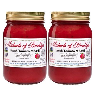 Michaels Of Brooklyn Tomatoes & Fresh Basil Pasta Sauce, Non-GMO, Gluten-Free & Yeast-Free, Made with Garlic, Olive Oil & Parsley, 16 oz, 2-Pack