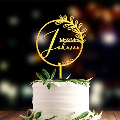 LULLBABYMALL Personalized Mr and Mrs Wedding Cake Topper - Custom Wedding Cake Topper, Wedding Cake Decor, Cake Topper Wedding, Customize Cake Topper with Name, Cake Topper for Wedding