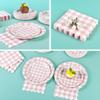 150Pcs Pink Gingham Party Supplies Pink Gingham Paper Plates and Napkins Pink Checkered Plates Disposable Pink and White Plaid Party Decor for Birthday Family Fall Picnic BBQ Party,Serves 50 Guests view 4