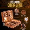 CUBARO Cigar Humidor Case, Leather Cedar Wood Cigar Box with Built in Hygrometer and Humidifier, 3 in 1 Cigar Torch Lighter, V Cut and Punch Cutter, Portable Cigar Travel Humidor Kit for Men (Brown) view 2