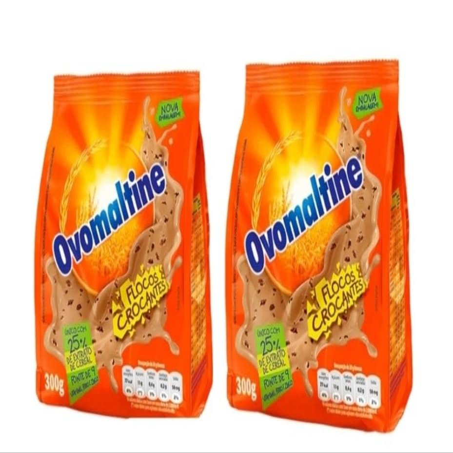 Flocos Crocantes de chocolate em p Ovomaltine Brasileiro | Pack of 2x300g | Brazilian Chocolate Powder | Brazil in Texas Bundle