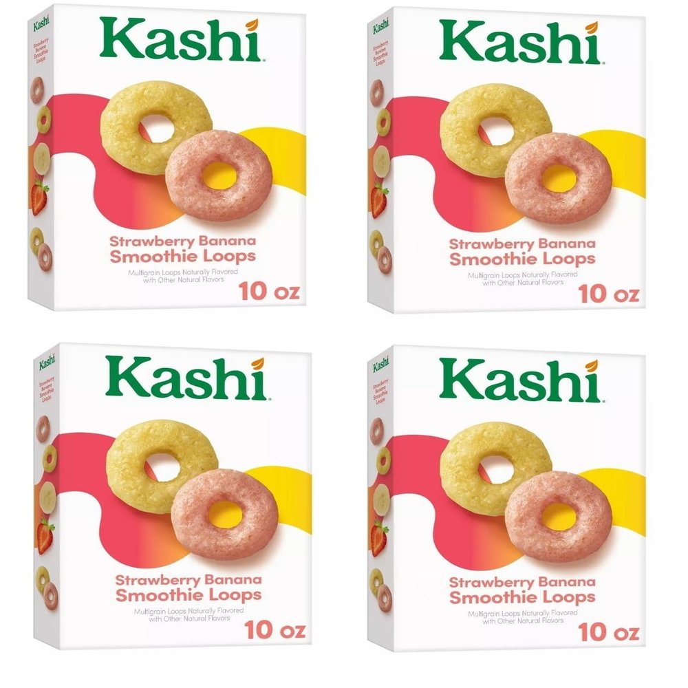 Cold Breakfast Cereal byKashi- Strawberry Banana Smoothie Loops Cereal - 12.7 Oz Box - Pack of 4