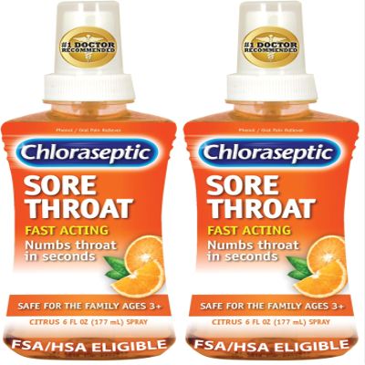 Chloraseptic Sore Throat Spray, Citrus, 6 fl oz, 1 Bottle (Pack of 2)