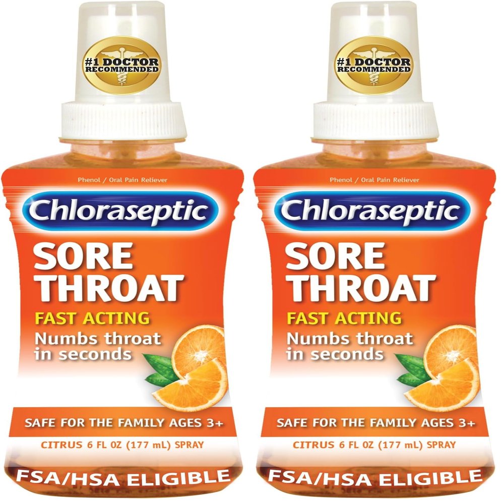 Chloraseptic Sore Throat Spray, Citrus, 6 fl oz, 1 Bottle (Pack of 2)