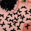 100pcs Ribbon Bows, 1.57x0.4in Mini Bows for Crafts Cute Small Ribbon Tiny Bows for Sewing Gift Wrapping Wedding Party Favors Treat Bags Gift Box Decoration (Black) view 3