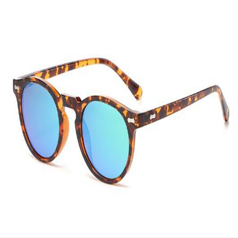 Retro Tinted Lens Outdoor Reading Glasses with UV Protection for Men and Women (Leopard & Blue, 1.5, Diopters)
