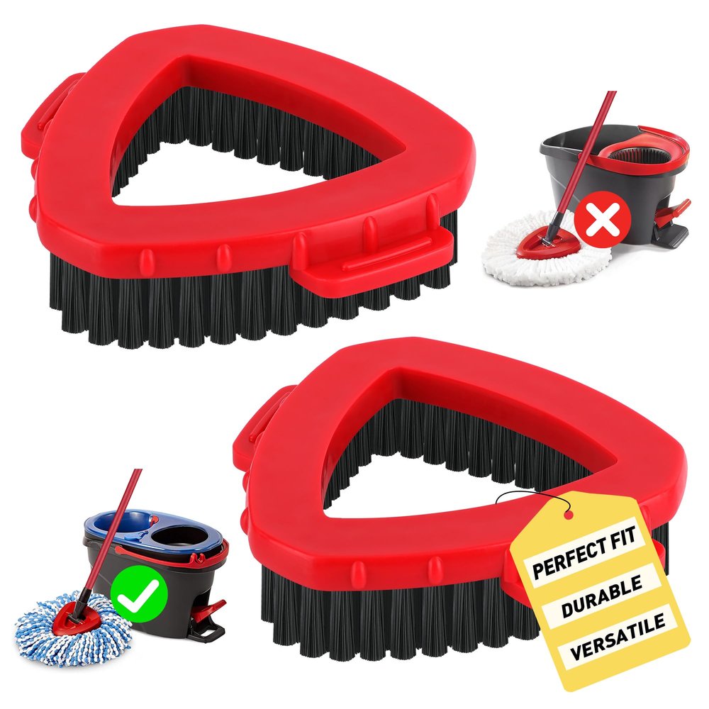 2 Pack Scrub Brush Replacement Head for O Cedar 2-Tanks RinsClean System, Spin Mop Replace Head Base, Shower Floor Scrubber, Hard Bristle Cleaning Brush for Bathroom Kitchen Wall Tile