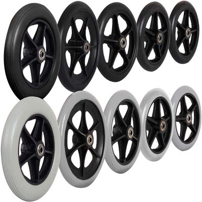KAnduo Wheelchair Front Castor Wheels, 5.5"x1.5"/7.5"x5.5" Solid Wheel Replacement, ABS Non-Marking Solid Tires, with M8 Screws, Strong and Durable, 1 Pair(Gray,6 inch)