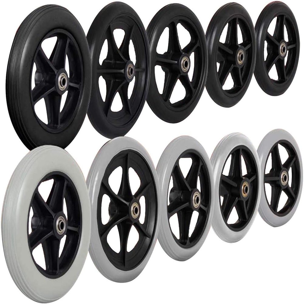 KAnduo Wheelchair Front Castor Wheels, 5.5"x1.5"/7.5"x5.5" Solid Wheel Replacement, ABS Non-Marking Solid Tires, with M8 Screws, Strong and Durable, 1 Pair(Gray,6 inch)