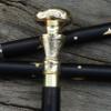 NineLife Basics Walking Cane Wooden Walking Stick Silver Brass Handle Knob Black Wood Stick Victorian Cane Fancy Cane for Men and Women view 1