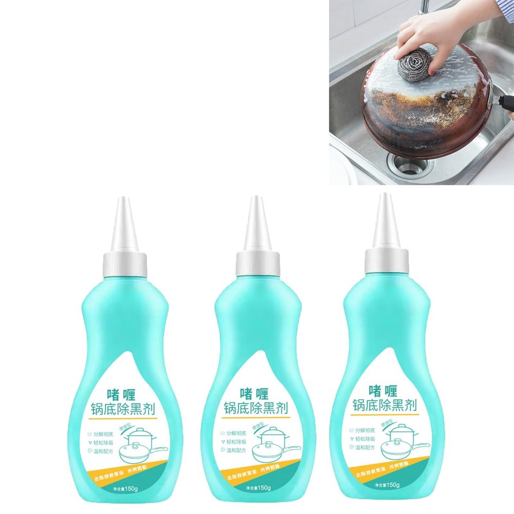 AJIEDSBHI Magic Gel Cleaner for Pots and Pans - 150g Stainless Steel and Black Pot Bottom Cleaning Gel - Professional Grade Cookware Cleaner for Stubborn Stains and Burnt Residue Removal (3Pcs)