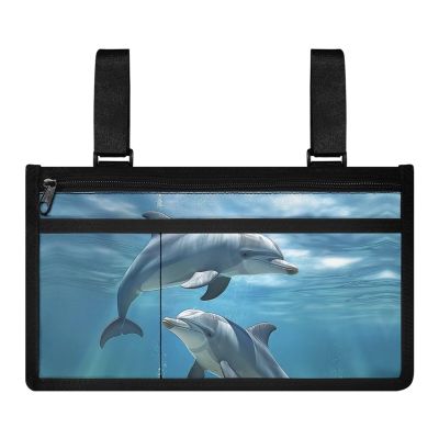 LedBack Wheelchair Bag Retro Flower Wheelchair Side Bag Walker Bag Walker Wheel Chair Accessories for Electric Wheelchairs Rollator, Sea Dolphin