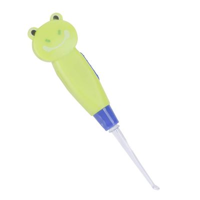 Cartoon LED Flashlight Earpick Earwax Remover with Scoop and Tweezers ABS Cute Ear Cleaner for Baby Care (Green)