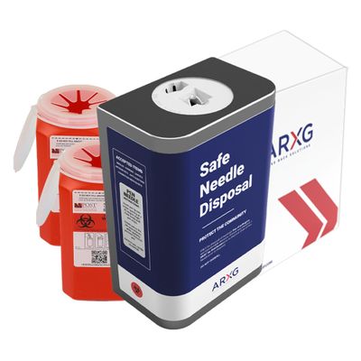 1.5qt (2PK with Wall Mount) Mail-in Take Back Sharps Containers with Destruction Services for Safe & Environmentally-Responsible Needle Disposal | Home, Personal, Travel, and Professional Use