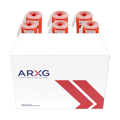 1.5qt (6PK) Mail-in Take Back Sharps Containers with Destruction Services for Safe & Environmentally-Responsible Needle Disposal | Home, Personal, Travel, and Professional Use