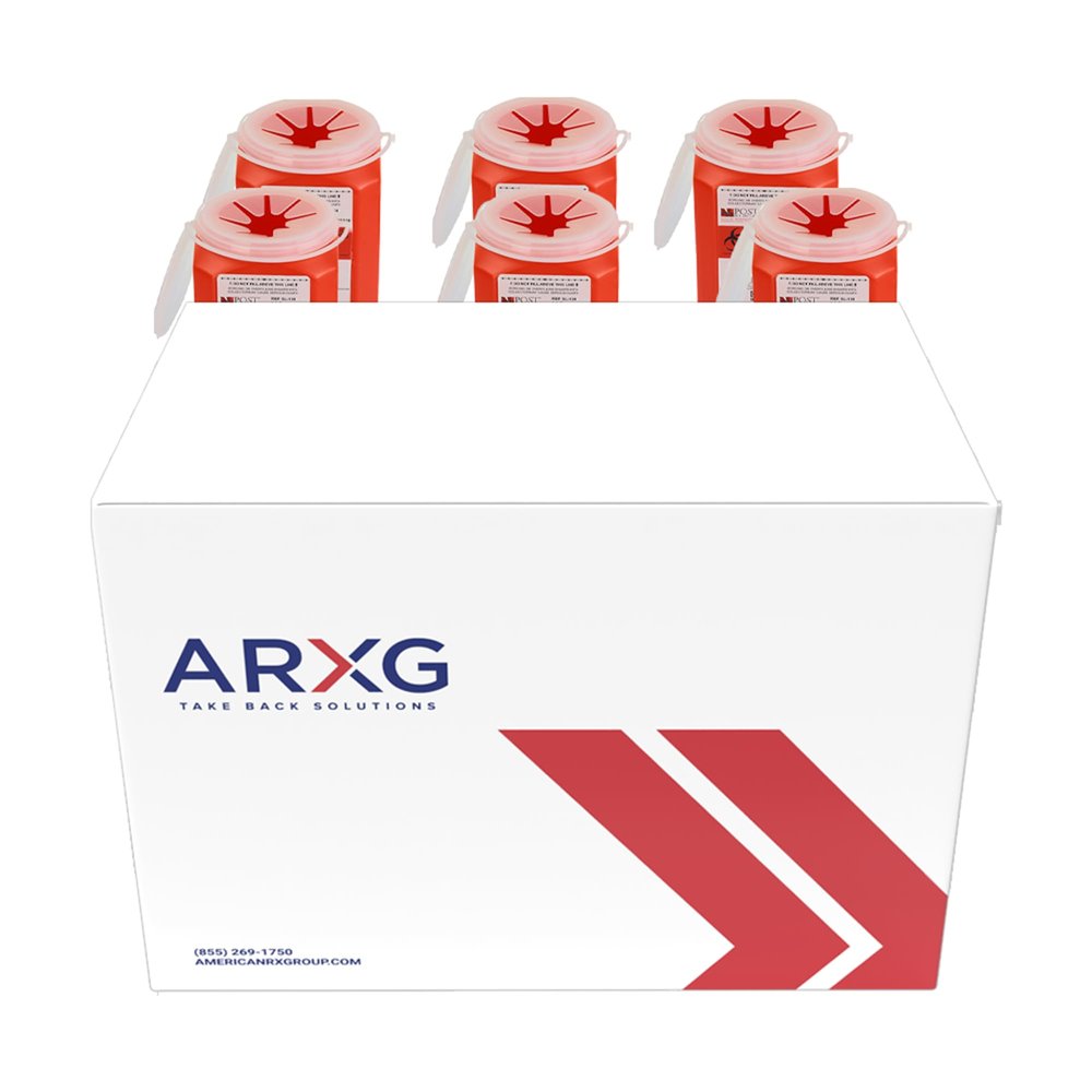 1.5qt (6PK) Mail-in Take Back Sharps Containers with Destruction Services for Safe & Environmentally-Responsible Needle Disposal | Home, Personal, Travel, and Professional Use