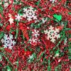 Gloreyan 8.8oz Christmas Crinkle Cut Paper Shred, Xmas Metallic Red Green Raffia Paper Sherd Filler Grass with Christmas Confetti for Gift Wrapping Basket Filling Birthdays Weddings Party Supply view 1