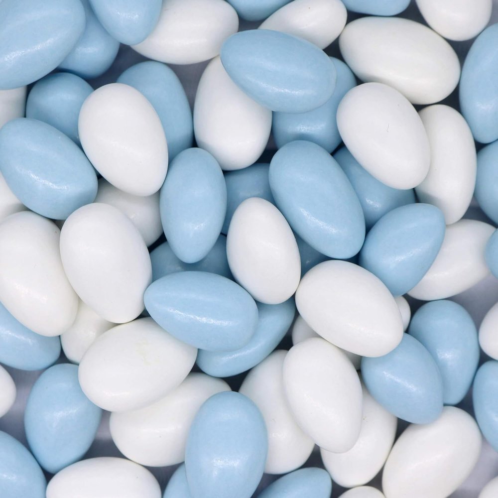 Smarty Stop Jordan Almonds Candy Pastel Candy-Coated Almonds, Edible Confectionery Snack (Blue & White - Pastel Colors, 1 Pound (Pack of 1))
