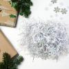 Gloreyan 8.8oz Christmas Crinkle Cut Paper Shred, Xmas Metallic Silver White Raffia Paper Sherd Filler Grass with Snowflake Confetti Decoration for Gift Wrapping Basket Filling Birthdays Weddings Party Supply view 3
