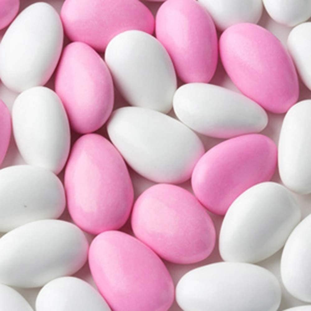 Smarty Stop Jordan Almonds Candy Pastel Candy-Coated Almonds, Edible Confectionery Snack (Pink & White - Pastel Colors, 1 Pound (Pack of 1))