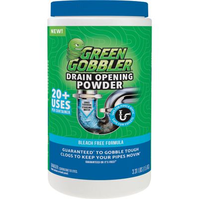 Green Gobbler Drain Clog Remover & Drain Cleaner Powder, 20+ Treatments, Maintenance Breaks Down Grease, Paper, Fat & Oil, Septic Safe