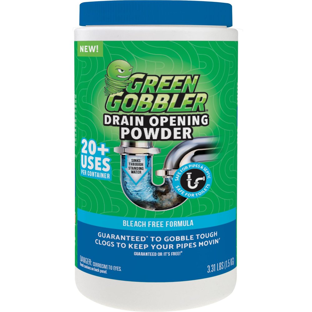 Green Gobbler Drain Clog Remover & Drain Cleaner Powder, 20+ Treatments, Maintenance Breaks Down Grease, Paper, Fat & Oil, Septic Safe