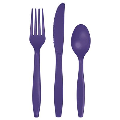 Trendware Purple Plastic Assorted Cutlery, Serves 24