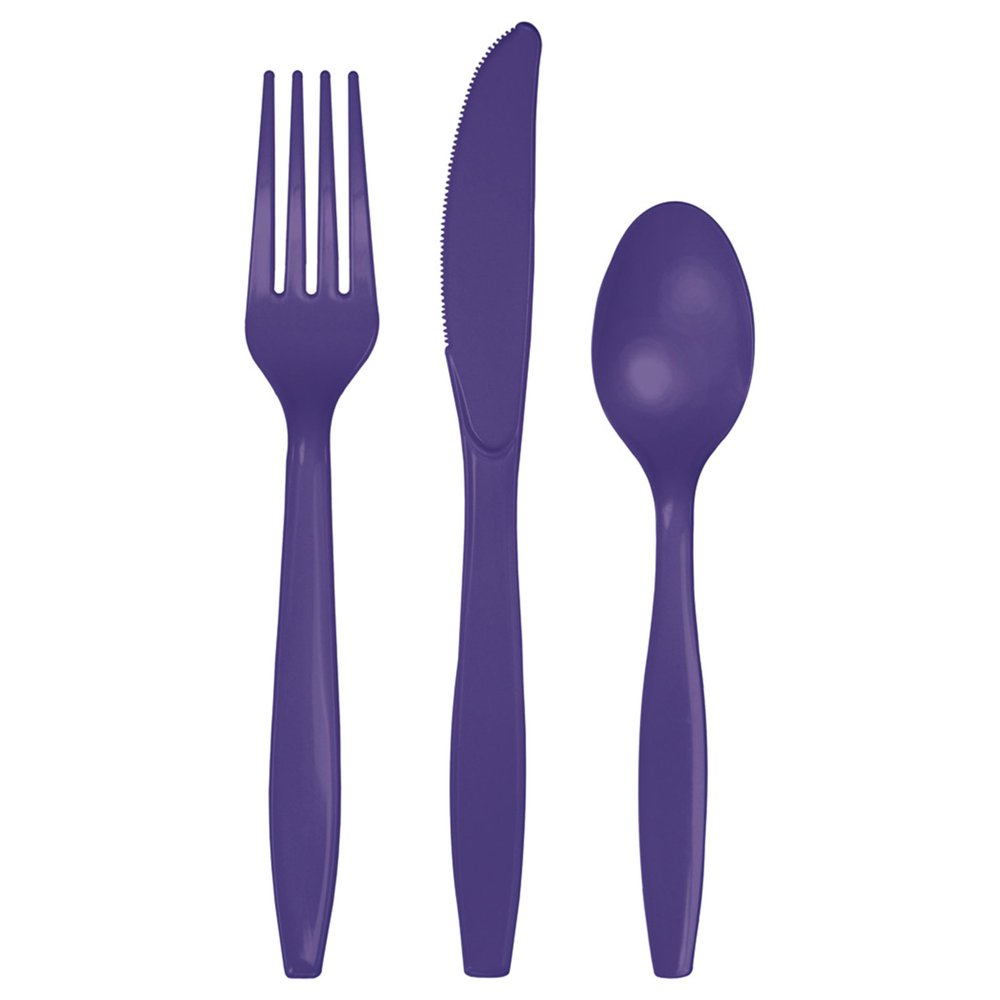 Trendware Purple Plastic Assorted Cutlery, Serves 24