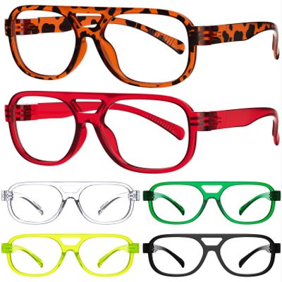 Eyekepper 6 Pack Pilot Reading Glasses Metalless Screwless Spring Hinges Readers for Women Men Large Frame +0.75