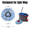 16 Pcs Spin Mop Replacement Heads, 360 Easy Wring Spin Mop 100% Microfiber Refill, Easy Cleaning Spin Mop Heads, 2 Tank System Replace Head for Easy House Cleaning Floor Mopping, Blue&White view 2