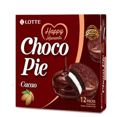 1 Pack - Cacao Choco Pie - Banh Choco Pie Cacao - 12 Cakes per Box - Product of South Korea