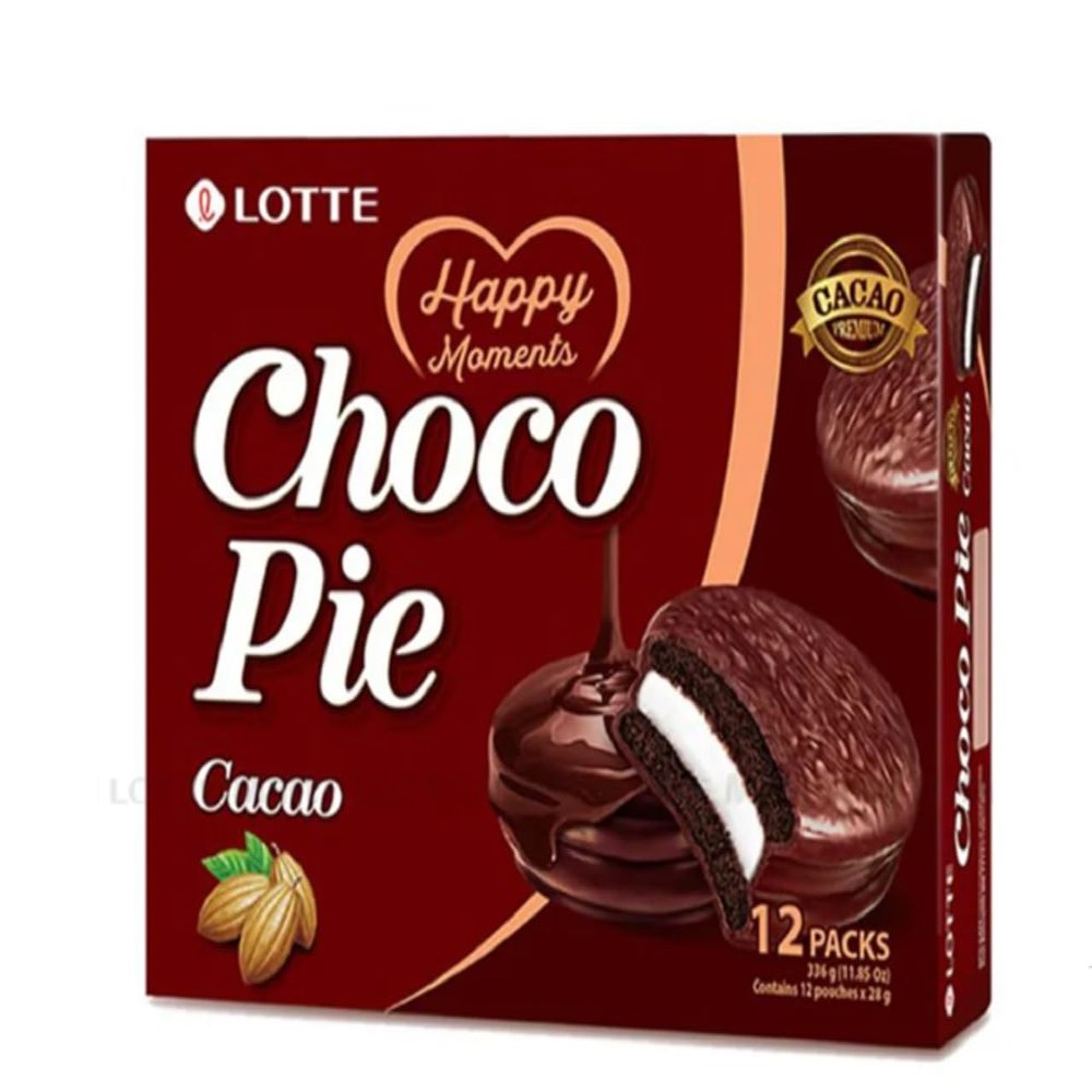 1 Pack - Cacao Choco Pie - Banh Choco Pie Cacao - 12 Cakes per Box - Product of South Korea