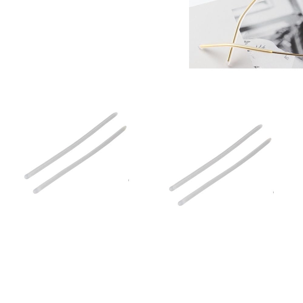 2Pairs Eyeglass End Tips Silicone Ear Sock Pieces Tube Sleeve Eyewear Tip Retainers Comfortable Replacement for Thin Metal Glasses Legs