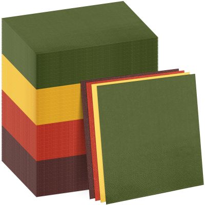 120 Pcs Fall Paper Napkins Thanksgiving Autumn 6.5 x 6.5 Inch Dinner Napkins Orange Yellow Napkins Disposable for Fall Harvest Party Supplies Xmas Dinner Napkins Decorations