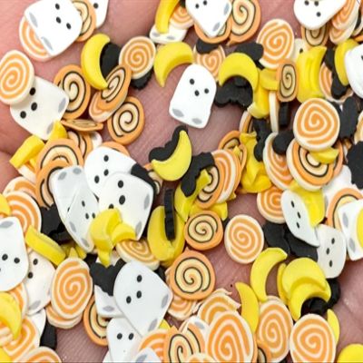 10 Gram Halloween Ghost Polymer Clay Sprinkles Mix, Halloween Bats Star Moon Polymer Clay Sprinkles, Halloween Polymer Sprinkles, Nail Art Faux Craft NOT Edible