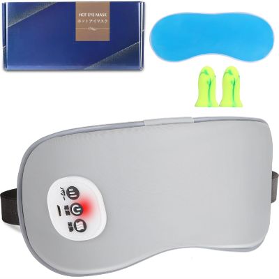 Heated Eye Mask Cordless Warm Compress for Dry Eyes, Eye Massager Sleep Eye Mask with Heat -3 Temperature, Auto-Off Timer, Cooling Gel Relief, Relaxing No Pressure Eye Cover for Men Women Gift (Grey)