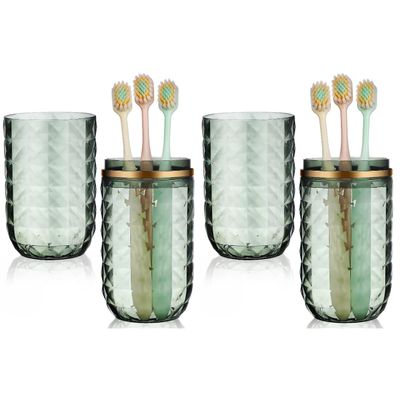 2PCS Travel Toothbrush Case Portable Toothbrush Holder Cup Storage Container for Bathroom Home School and Travel - Green
