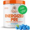 Genius Energized Pre Workout Powder  Caffeine Infused Pre-Workout Booster Supplement with Beta Alanine & Alpha GPC, No Artificial Sweeteners or Dyes - 200mg Caffeine, 20 Servings, Blue Raspberry view 1