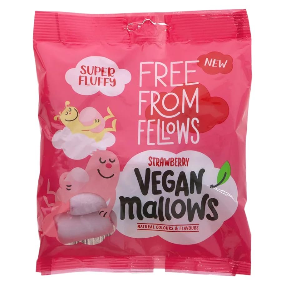 NineLife Basics Free From Fellows Vegan Mallows - 105g (4 Pack, Strawberry)