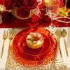Rubtlamp 60 Pcs Red Plasitc Plates, Gold Red Disposable Plates, Fancy Party Plates, Hammered Plastic plates Include 30 Dessert Platos, 30 Dinner Platos for Party view 4