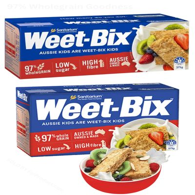 Australian Weet-Bix 97% Wholegrain (2 Pack Deal 375kg / 575kg) By Sanitarium Australia, Weet-Bix is a wholegrain wheat breakfast cereal ...
