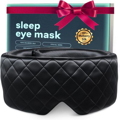 100% Mulberry Silk Sleep Mask  Total Blackout Eye Mask for Sleeping, Adjustable No-Snag Velcro Strap, Lightweight & Gentle on Skin & Hair, Travel-Ready  Designed in France  Valentines Day Gift