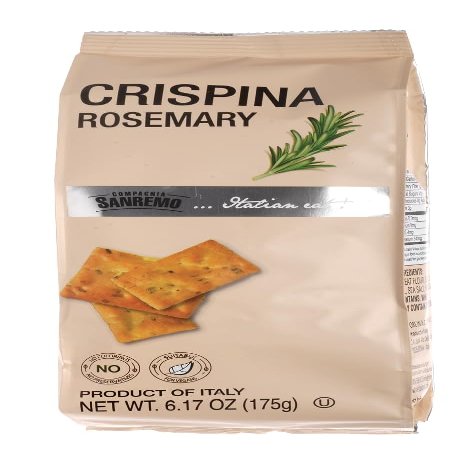 Compagnia Sanremo Crispina with Rosemary, 6.17 oz, Pack of 2, Product of Italy, Crunchy Gourmet Snack, Perfect with Cheese, Versatile & Delicious