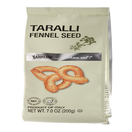 Compagnia Sanremo Taralli with Fennel Seed, 7.0 oz, Pack of 2, Product of Italy, Crunchy Gourmet Snack, Perfect with Cheese, Versatile & Delicious