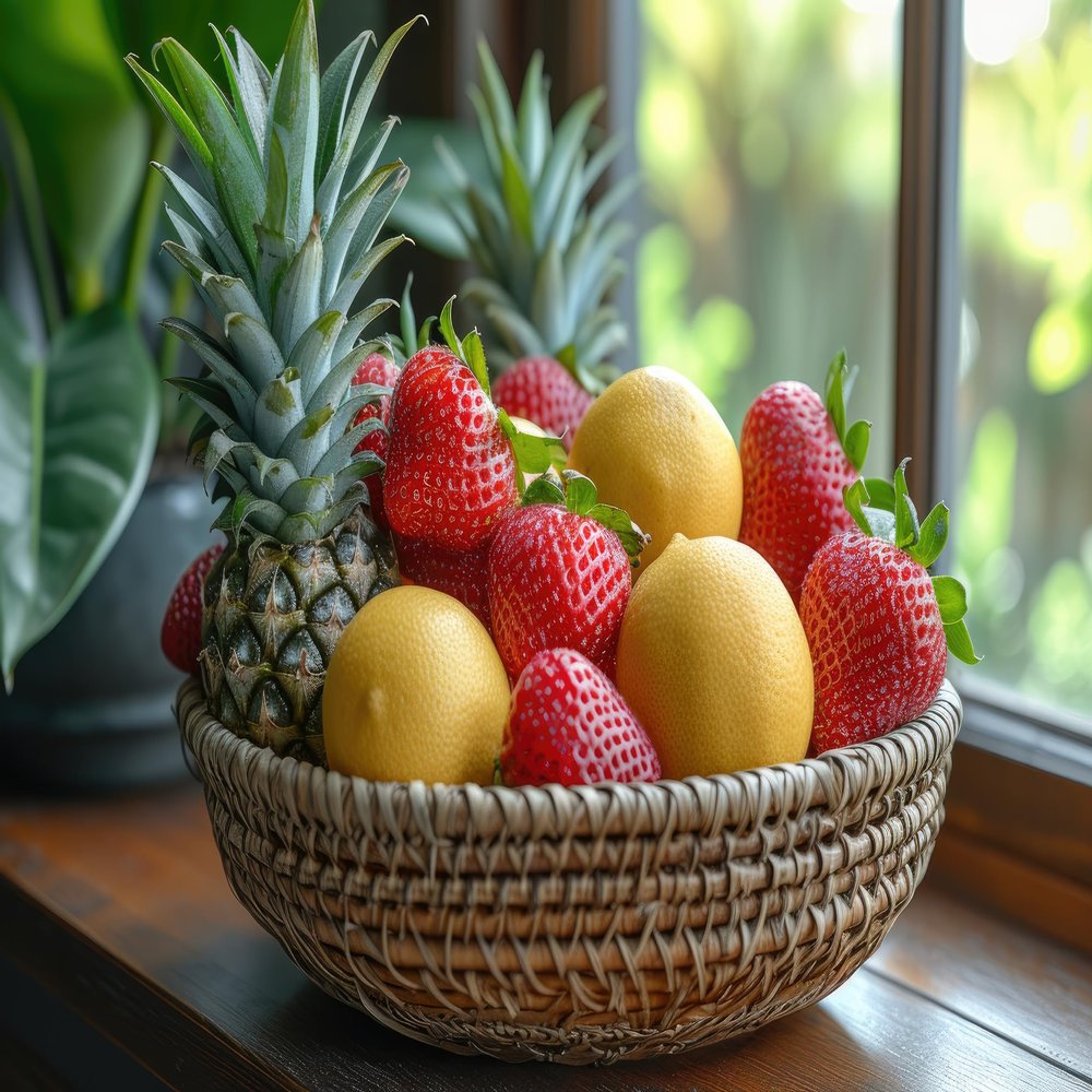 A fresh delicious Fruit Basket by RawJoy Farms.