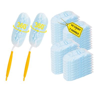 40 Count Duster Refills 360 Heavy Duty Duster Refills Compatible with Swiffer Dusters for Cleaning Home(40 Count+2 Handle)