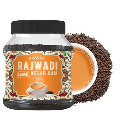 JAWAI RAJWADI KADAK KESAR CHAI TEA, Saffron Tea, Loose Leaf Black Tea (100 Cups/8.8 oz), Authentic Indian Tea with Saffron, Premium Flavor Chai Blend for Chai Latte, Hot & Traditional Brewing