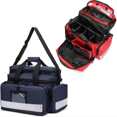 beidian Medical Bag, First Responder Trauma Bag with Nonslip Bottom, First Aid Bag with Many Pocktets for Nursing,for Home Visits, Health Care, Travel, or Emergency Event(Blue)
