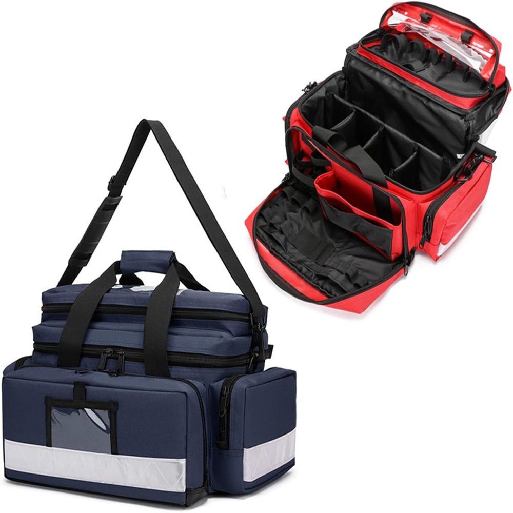 beidian Medical Bag, First Responder Trauma Bag with Nonslip Bottom, First Aid Bag with Many Pocktets for Nursing,for Home Visits, Health Care, Travel, or Emergency Event(Blue)